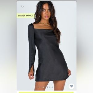 NWT - Princess Polly Star Power Black Satin Dress Size US 14